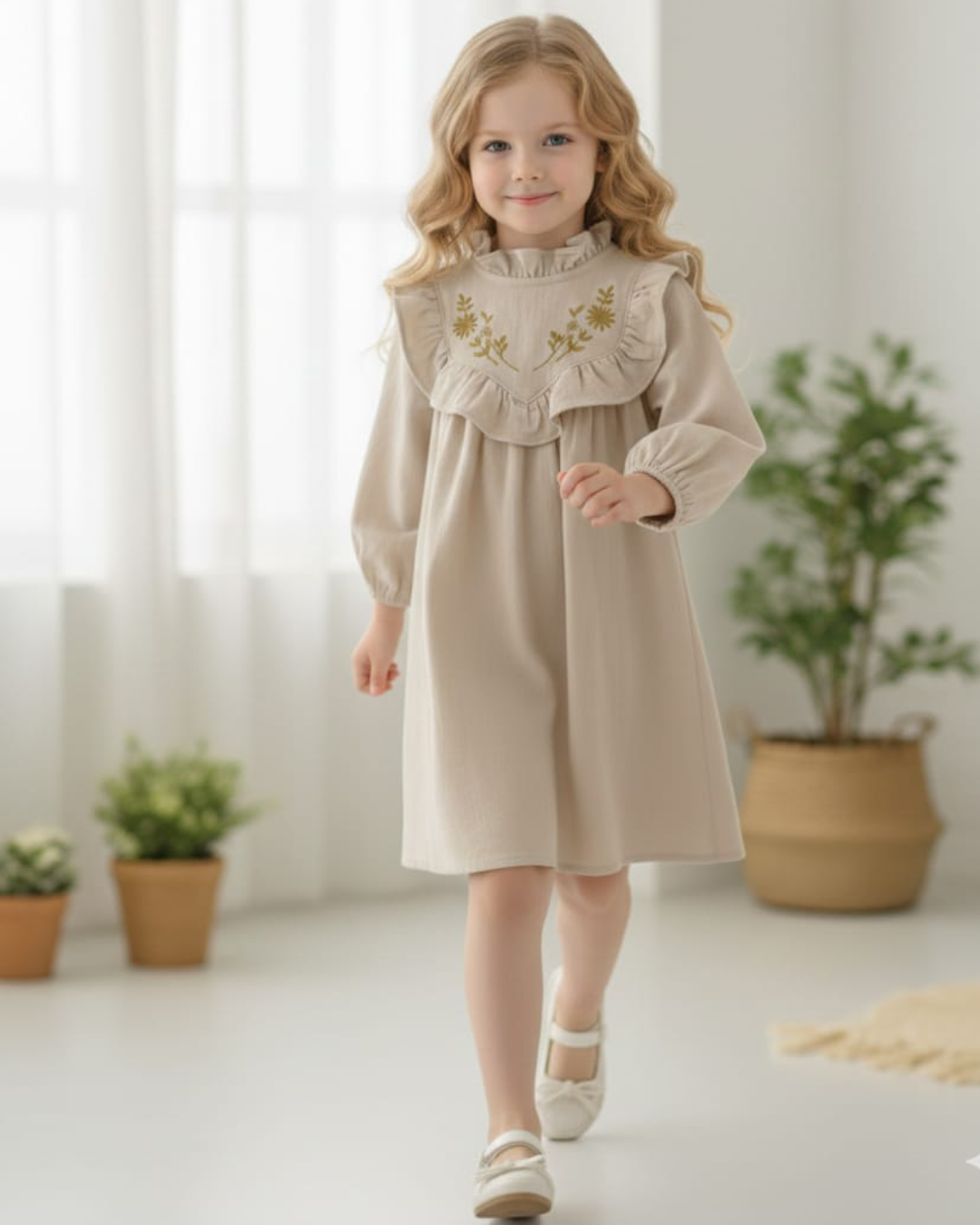 Baby Girls' Embroidered Floral Cotton Dress